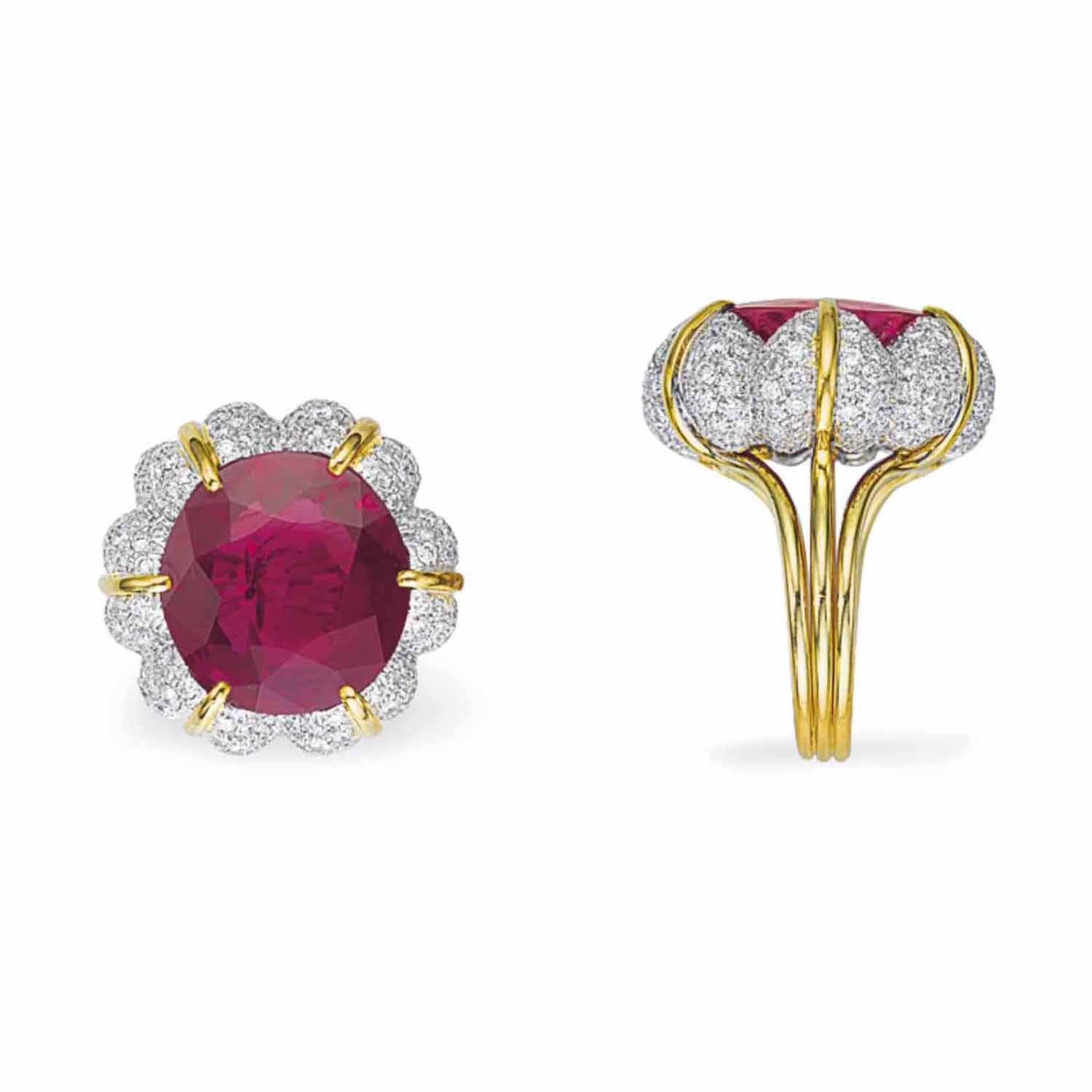 The sunrise ruby and online diamond ring by cartier