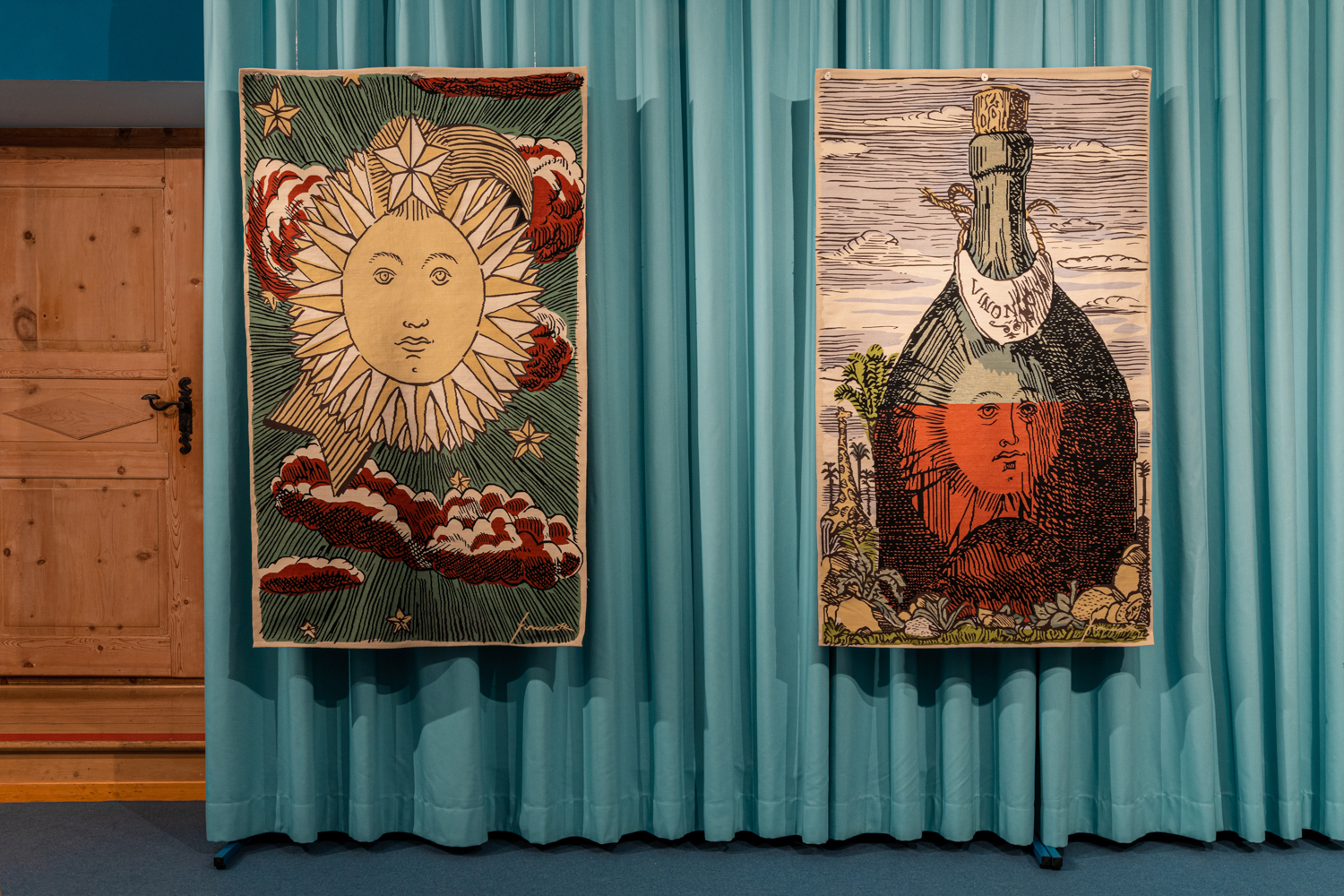 fornasetti presents 13 sun-inspired tapestries at NOMAD st moritz