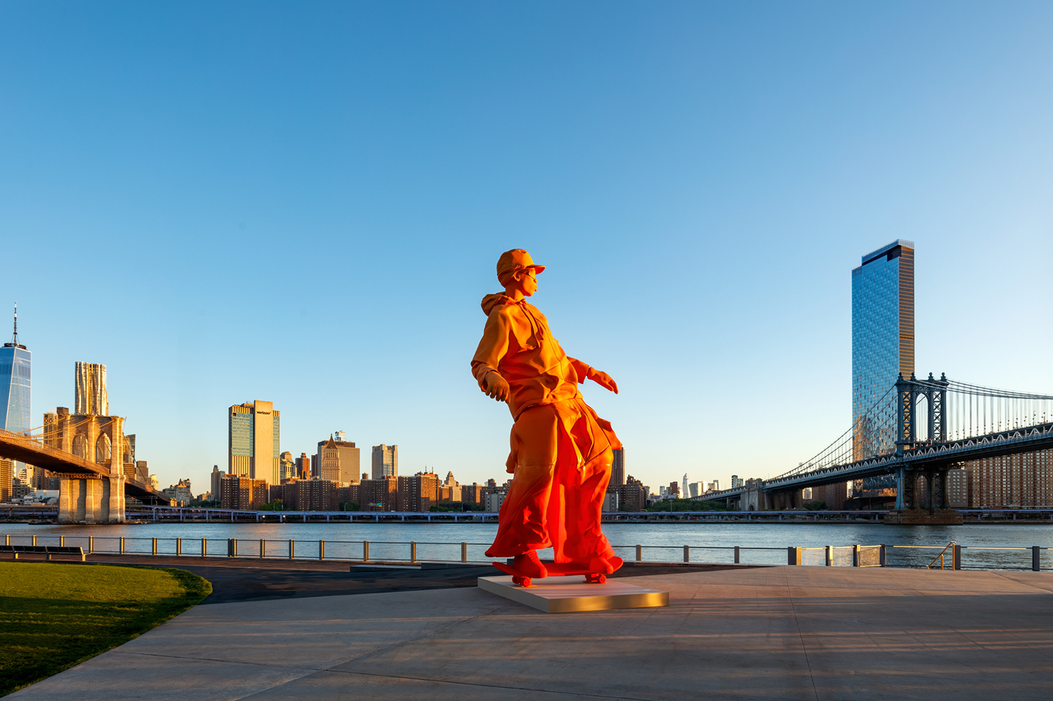 virgil abloh unveils 12-story technicolor sculpture in NYC for louis vuitton