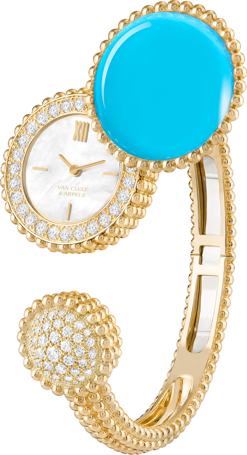 Van Cleef & Arpels Turquoise & Pearl Twist Bracelet (Yellow Gold