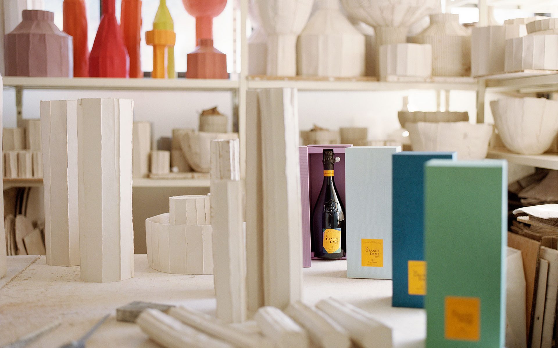 Yayoi Kusama, Veuve Clicquot collaboration Champagne and display box  (2012)