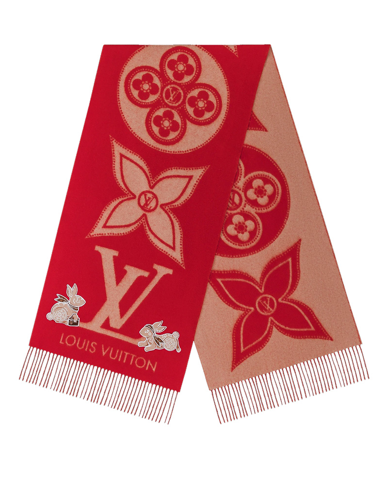 Vuitton Pink Rabbit Logo Scarf