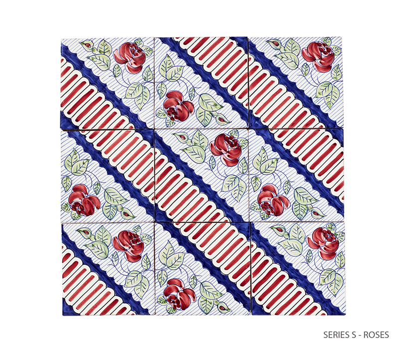 red, white, and blue-themed tiles