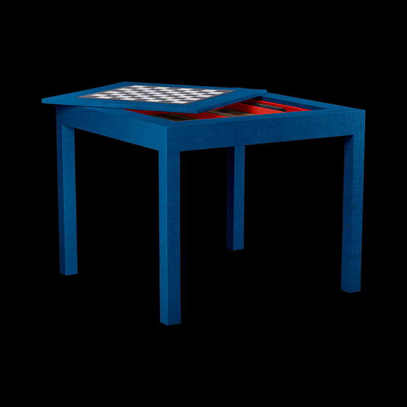 red, white, and blue-themed game table