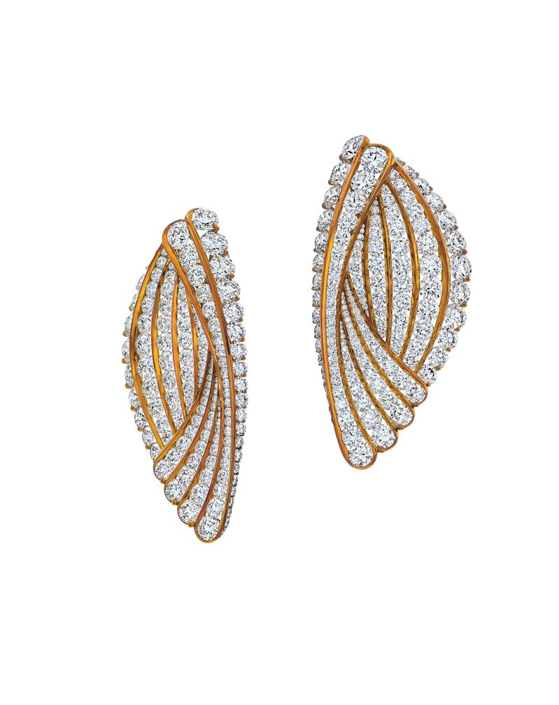 Forms diamond and titanium seashell earrings by Forms