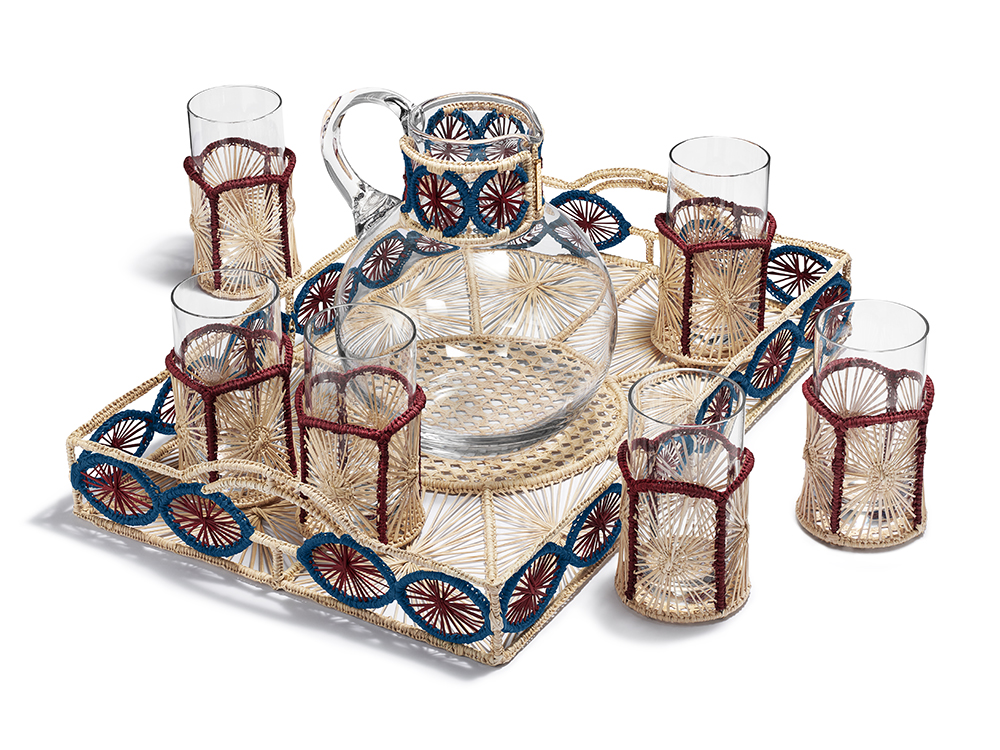 Tiffany Batik woven tray and refresher set