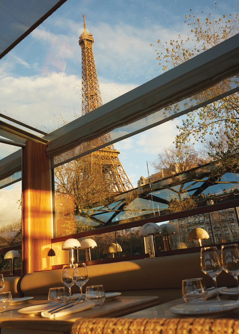 View of the Eiffel Tower from inside Le Noti Club boat.