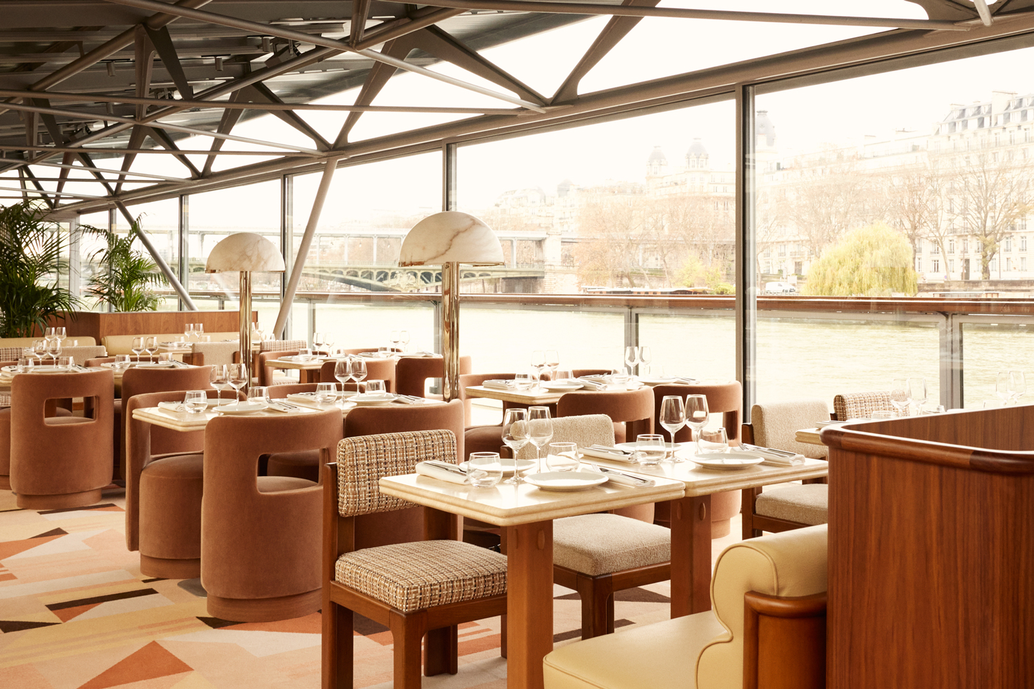 Jordane Arrivetz-designed boat interior of Le Noti Club.