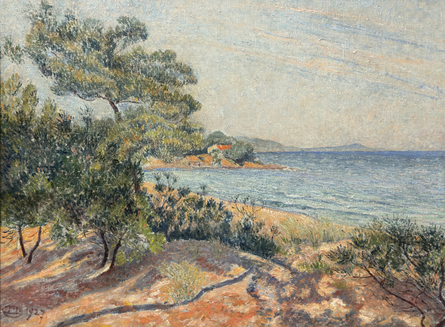 A pastel seascape by Lucien Pissarro was brought by MacConnal-Mason gallery at The Treasure House Fair