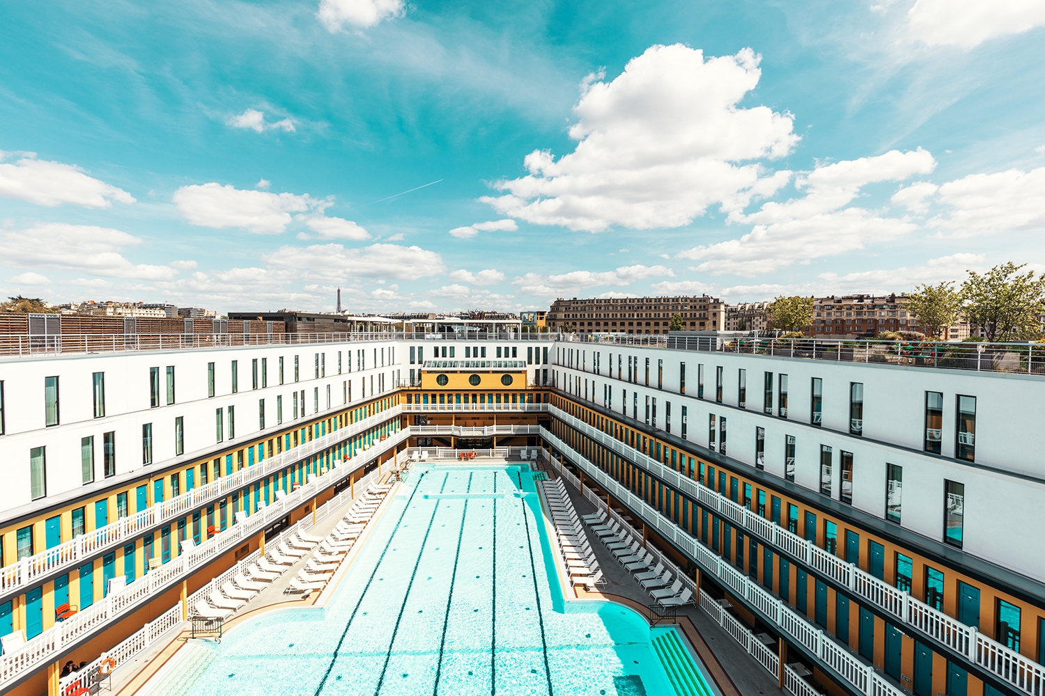 The chic swimming pool at the Hotel Molitor in Paris.