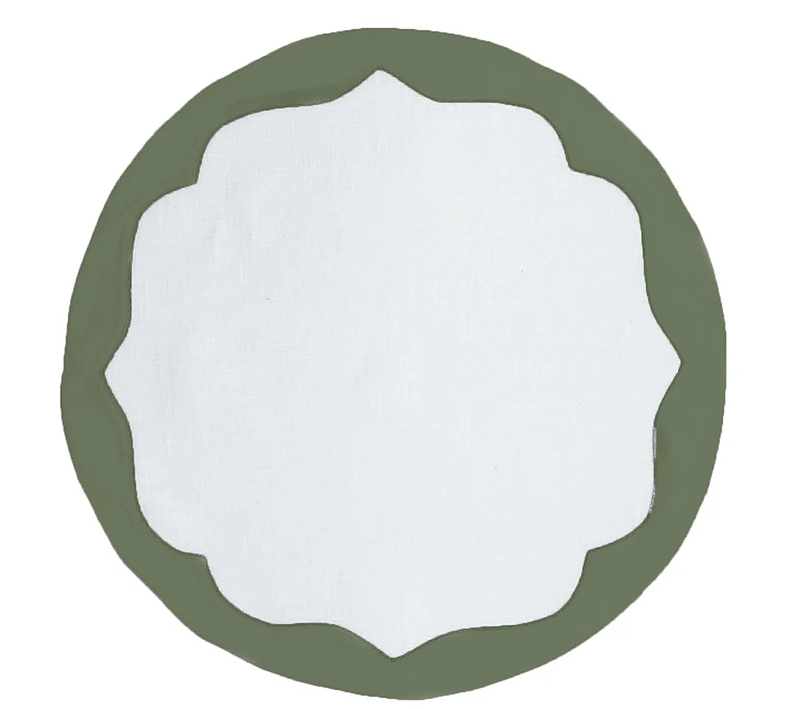 Alex Papachristidis favors this scallop border napkins and placemat set from Everyday Elegance