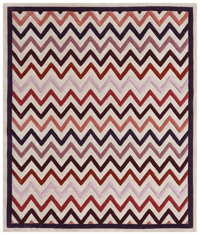 Iconic rug by Missoni for Stark is recommended for a guest room.