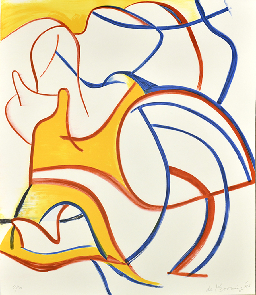 One of four lithographs by Willem de Kooning at the Treasure House Fair.