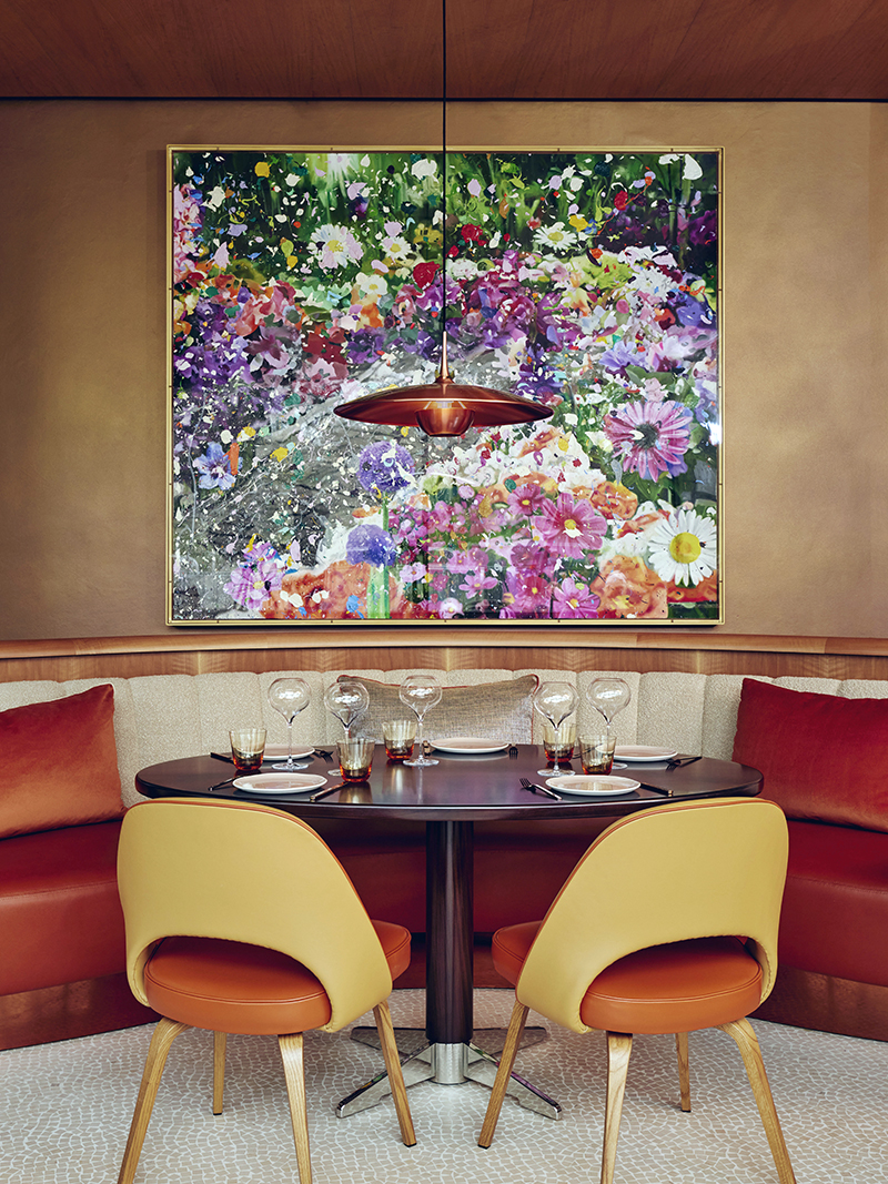 A Damien Hirst artwork displayed in abc kitchens restaurant at The Emory hotel in London.