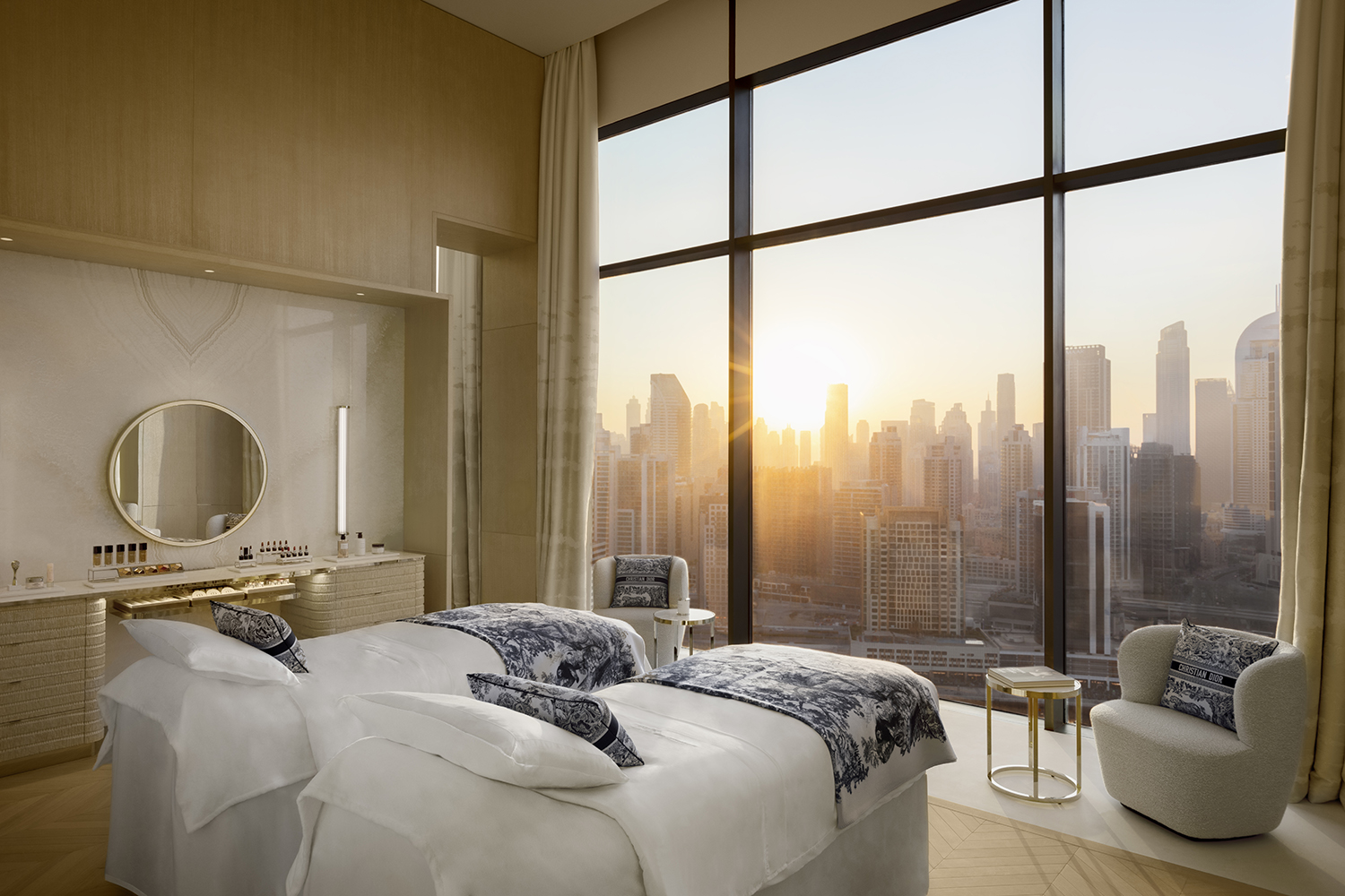 A treatment room at the Dior spa inside The Lana in Dubai.