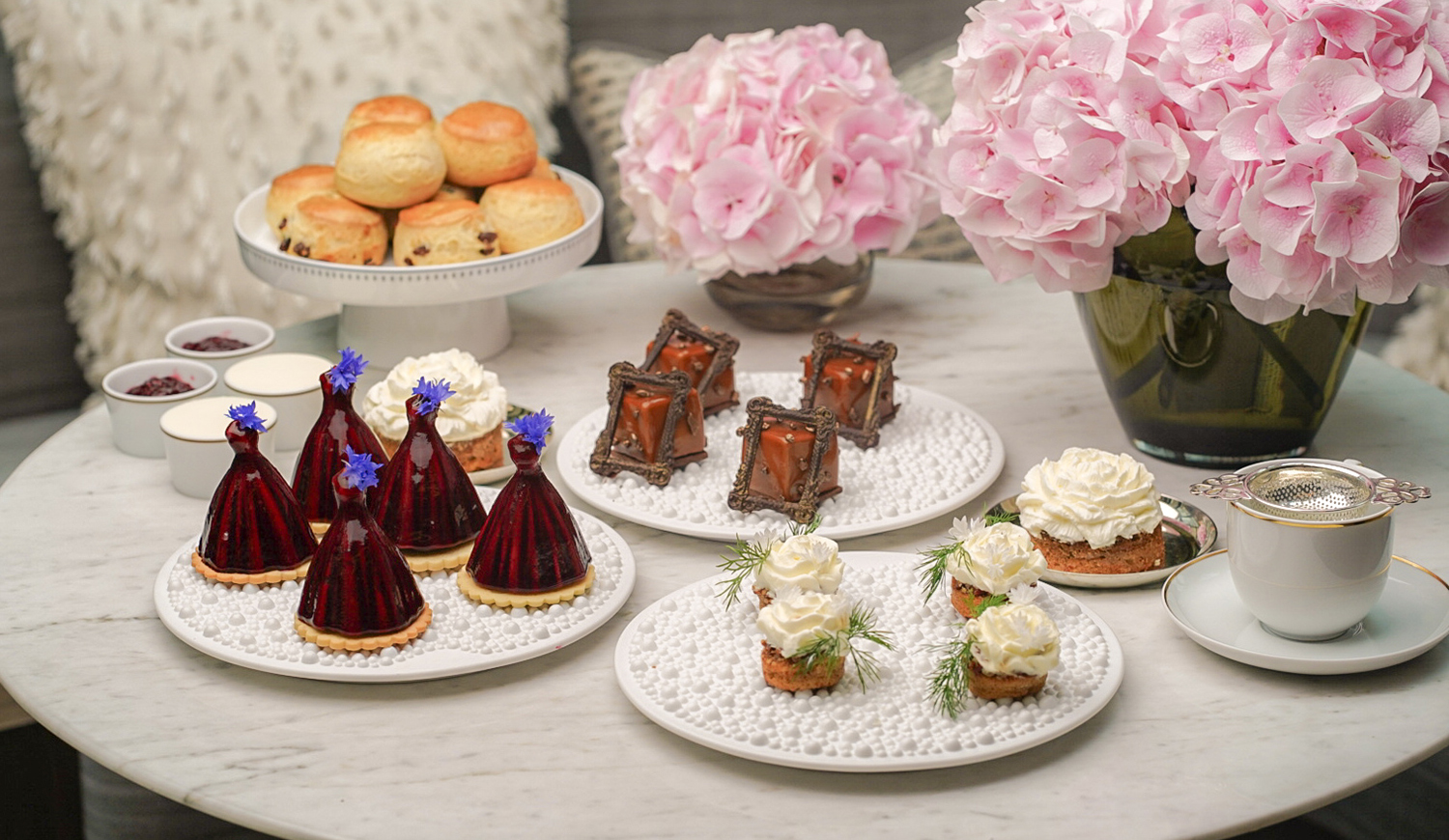 Afternoon tea at Rosewood Munich by Executive Pastry Chef Shinas Shahida.