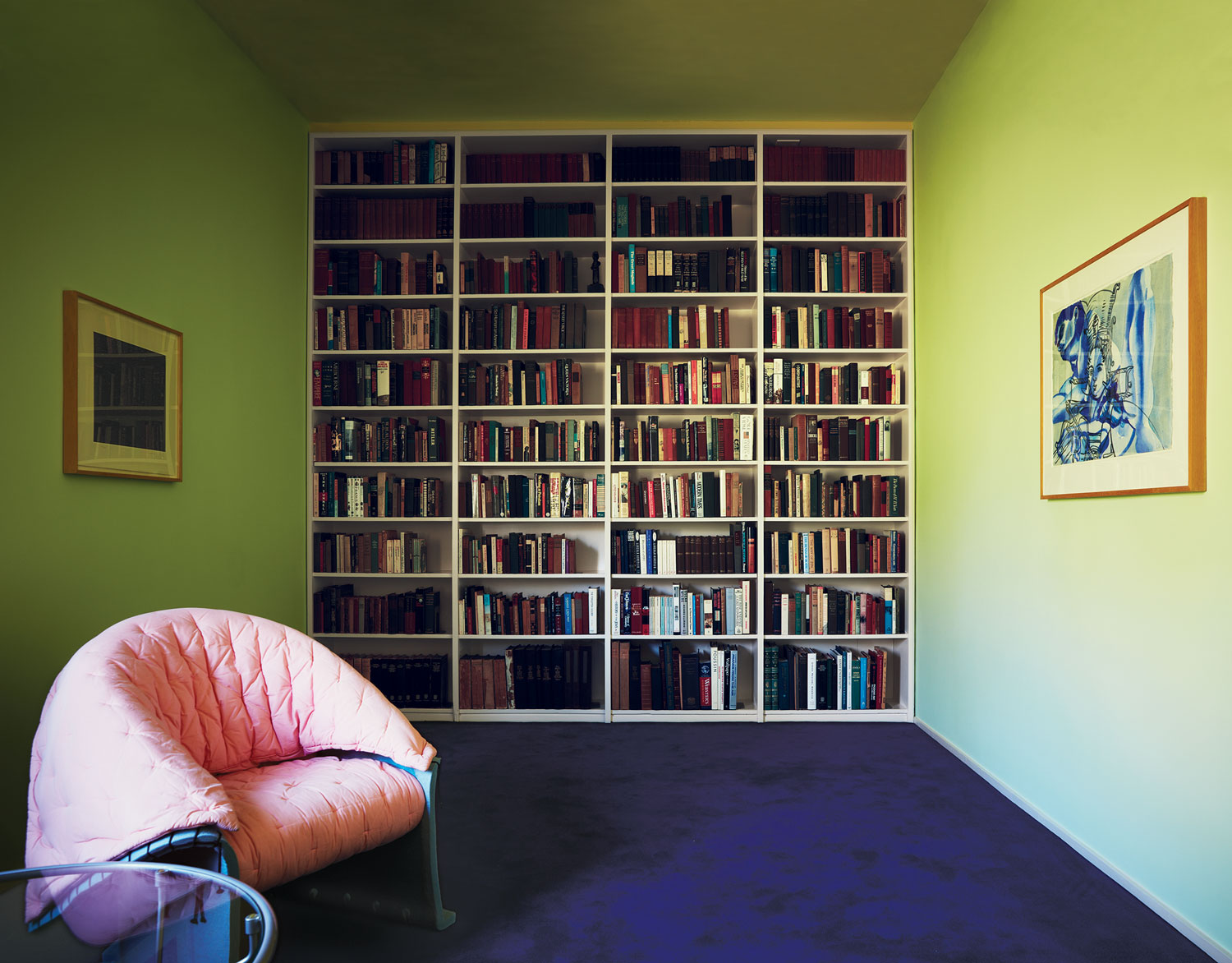 The library inside Philip Johnson's Brick House, which is a contrast to his Glass House.