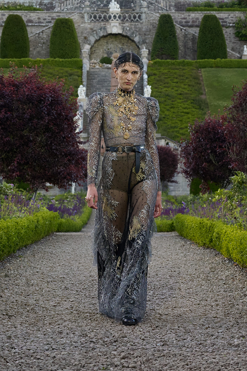 A look from the 2025 Cruise collection at Drummond Castle in Perthshire, Scotland.