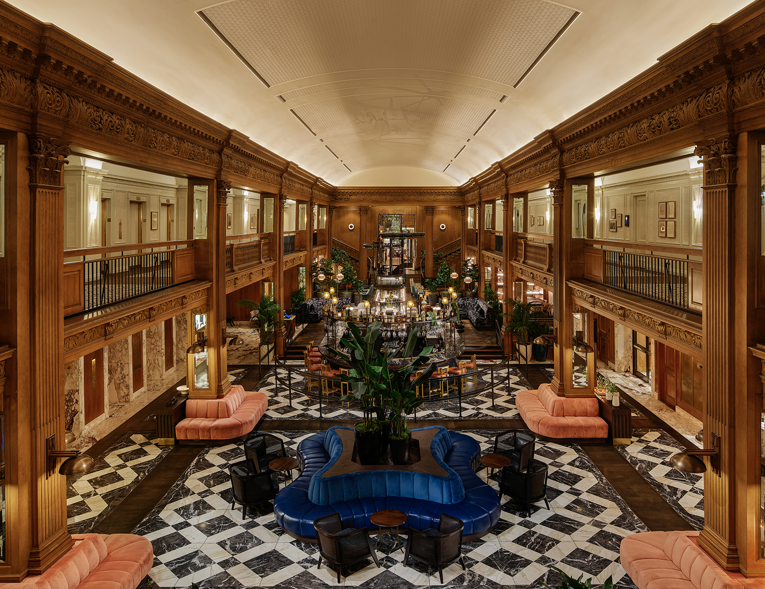 The lobby at the historic Fairmont Olympic Hotel.