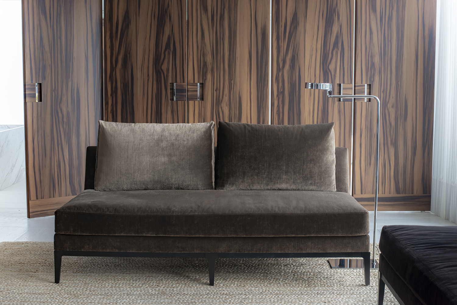 Castiglione II sofa from the Costes x Liaigre Collection, selection of creations originally designed for the Hotel Costes, expressing the Parisian and cosmopolitan spirit of this 5-star address.