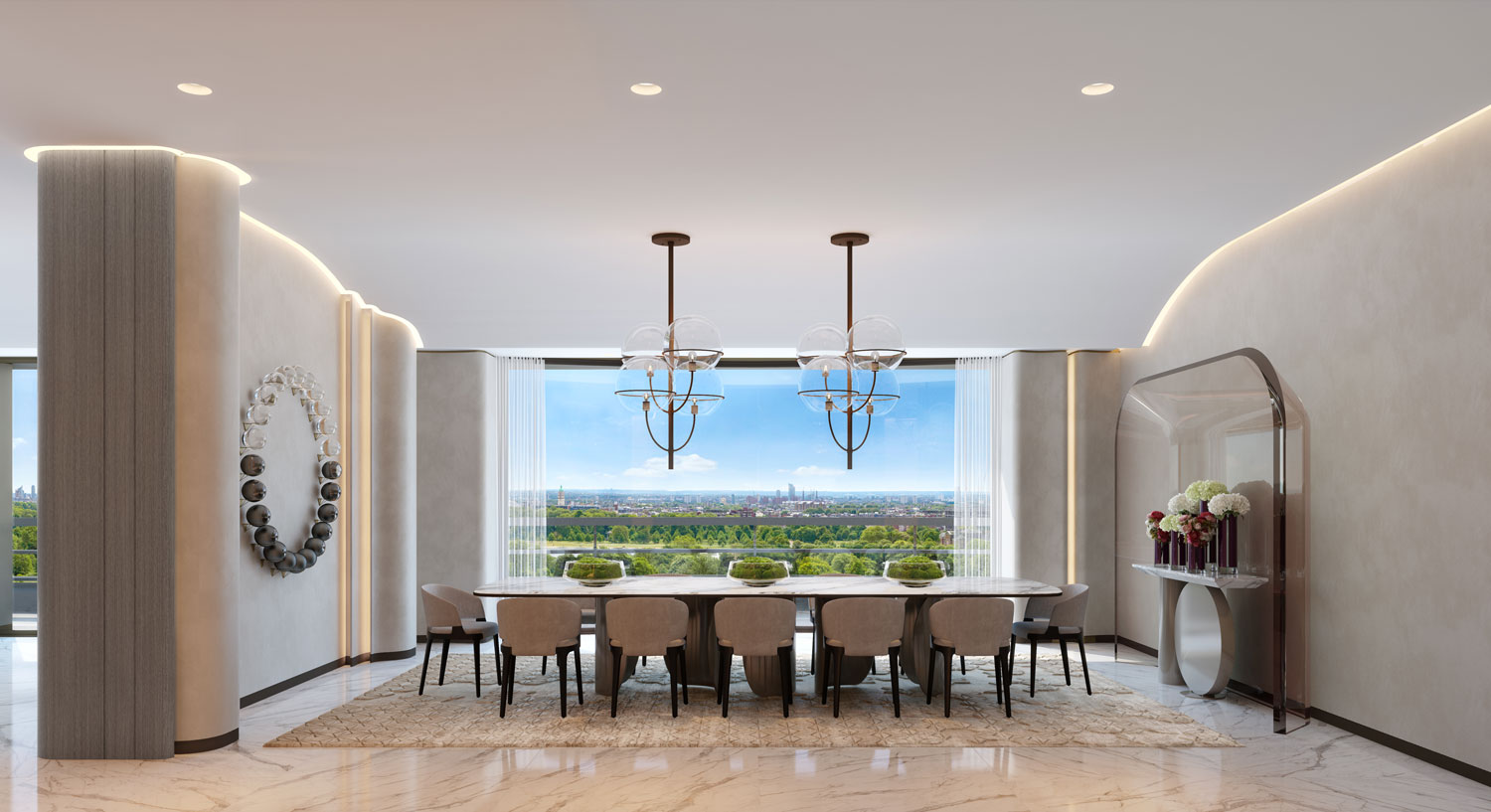 London penthouse formal dining room