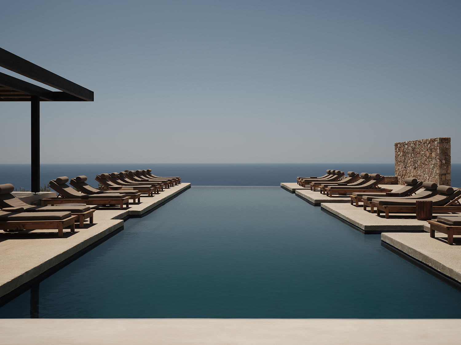 View of the Aegean Sea from new Folegandros, Greece, resort Gundari.