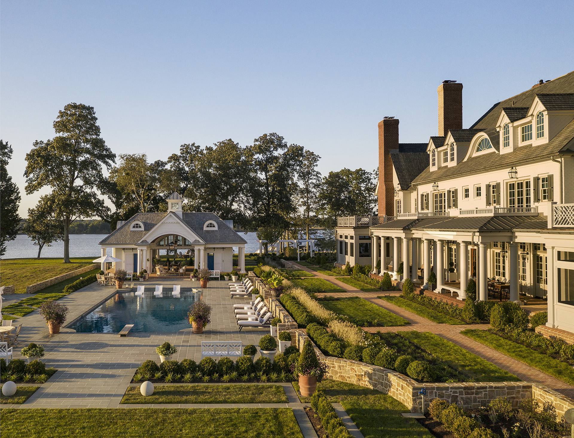 Maryland residence conceived by Purple Cherry Architecture & Interiors principal Cathy Cherry and featured in the firm's new monograph, The Design of a Country Estate (Gibbs Smith).