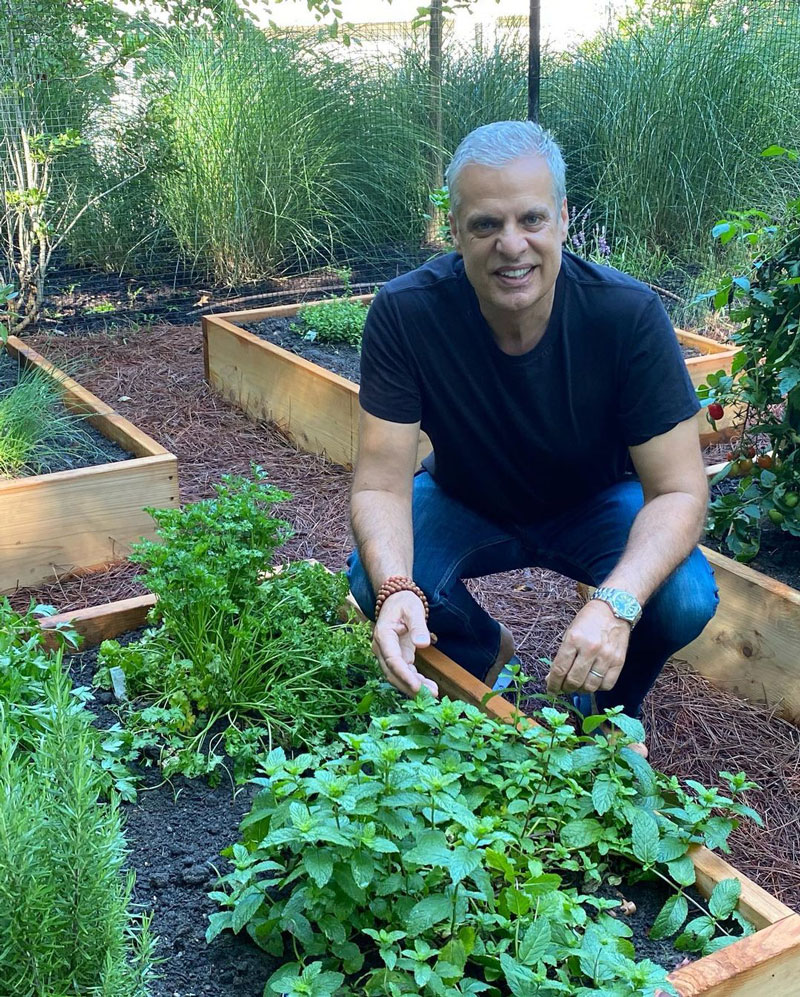 Eric Ripert in his Sag Harbor garden.