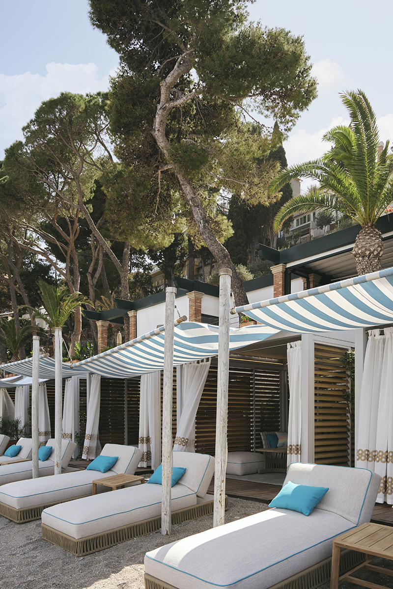 Lido Villeggiatura beach club at Villa Sant' Andrea, a Belmond hotel, in Taormina Mare, Sicily.