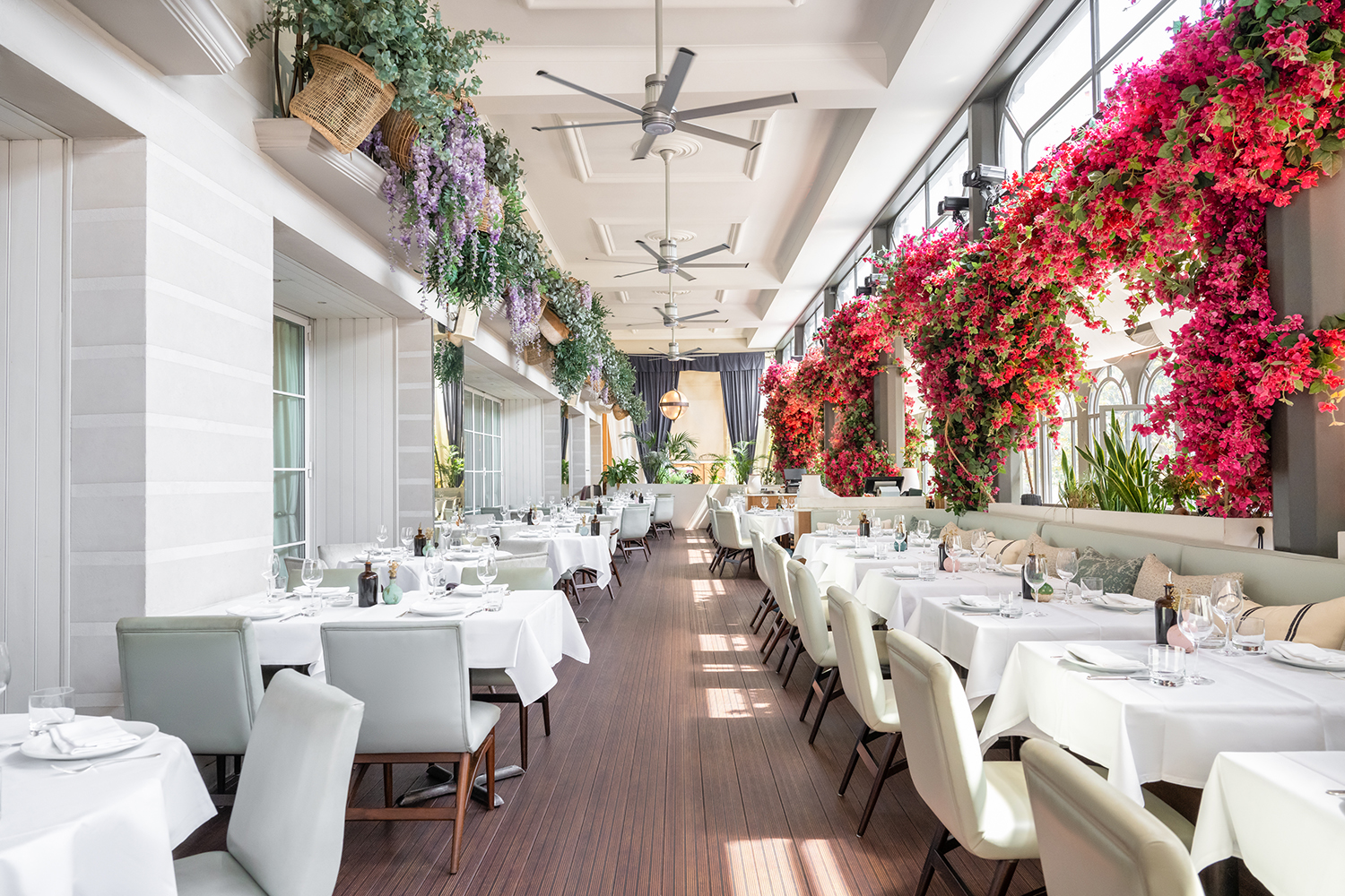 The Greece-inspired interior at Monaco restaurant GAIA Monte Carlo.