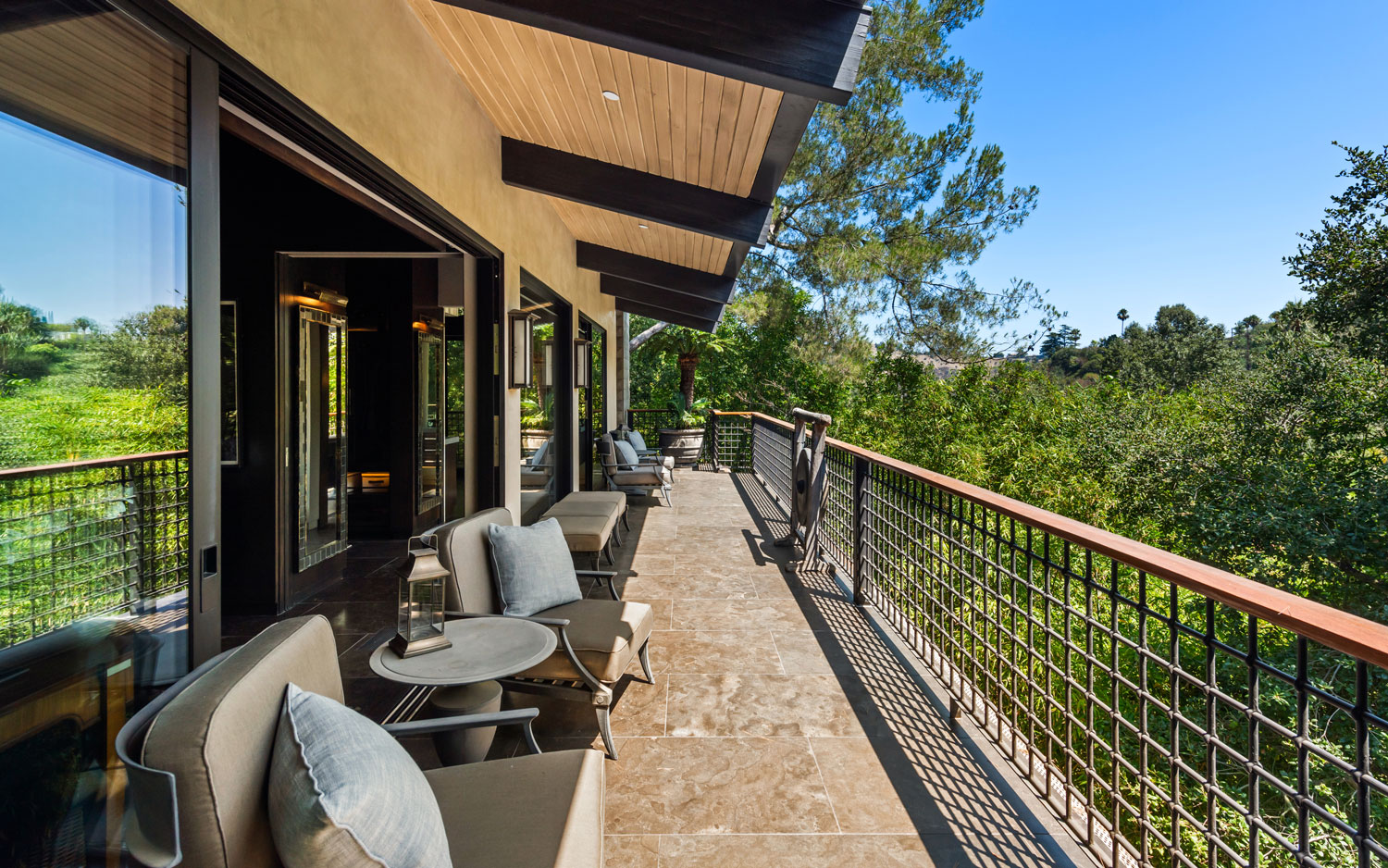 Balcony at Jeremy Renner LA mansion.