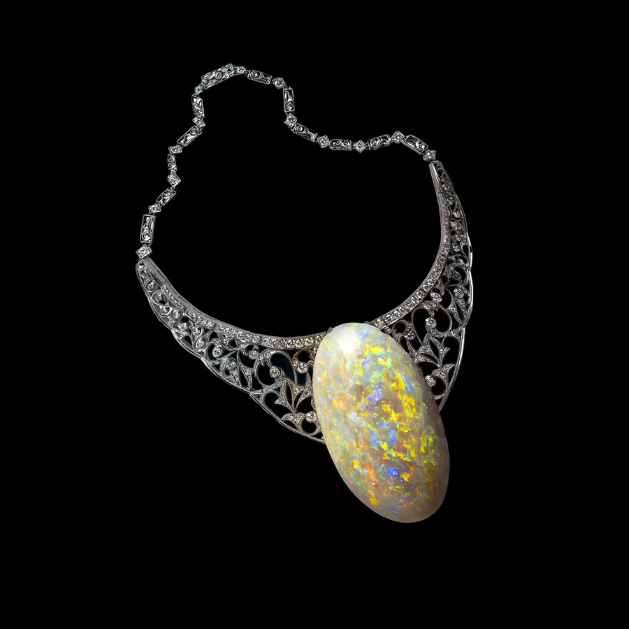 The Andamooka Opal necklace and earrings set was gifted to Queen Elizabeth by the Australian government