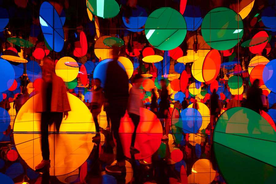 Kusama: Yayoi Kusama, Dreaming of Earth’s Sphericity, I Would Offer My Love, 2023, installed at the San Francisco Museum of Modern Art.