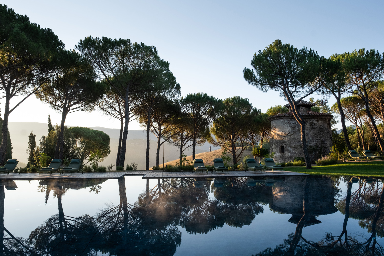 The pool at the Reschio Hotel in Umbria, Italy.