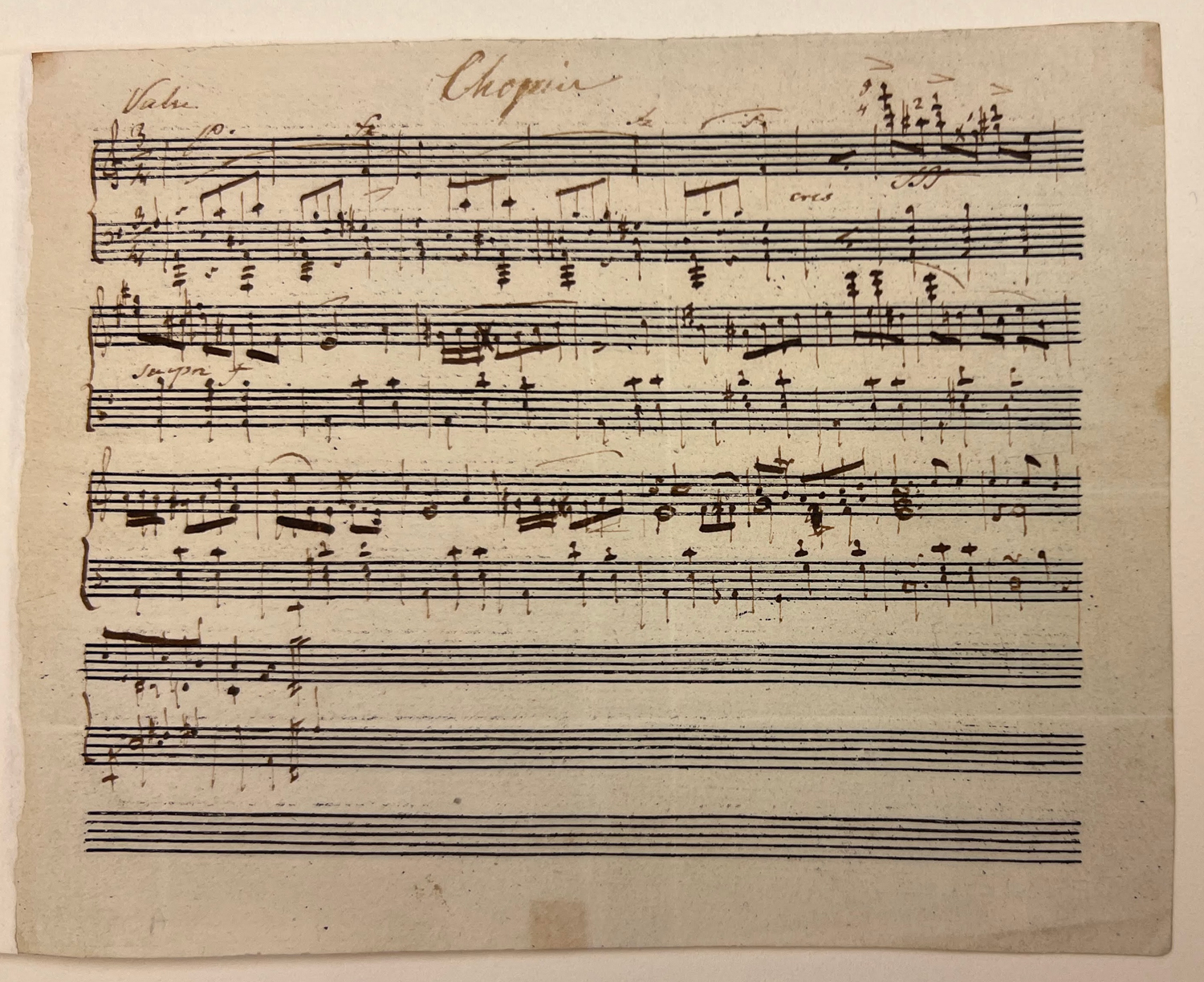 Chopin, Frédéric, 1810-1849,‘Valse,’attributed to Chopin : autograph manuscript, between 1815 and1849, recto.