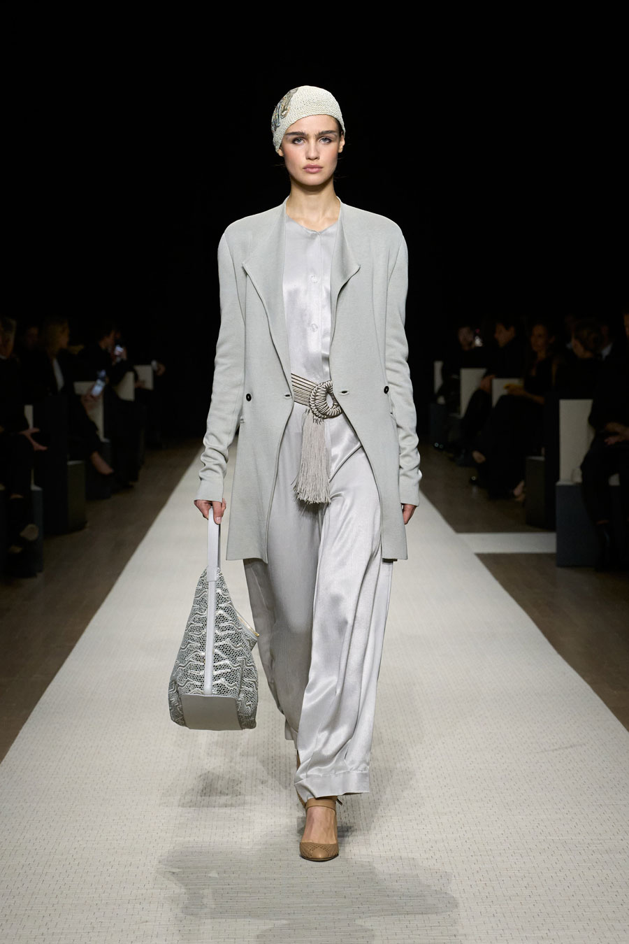 Giorgio Armani opened the show with long, soft silhouettes reminiscent of the 1930s