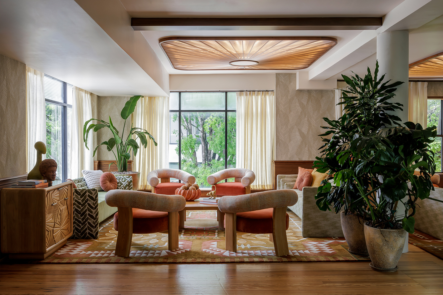 Lounge area at The Club, the members-only private club inside the Moore building in the Miami Design District.