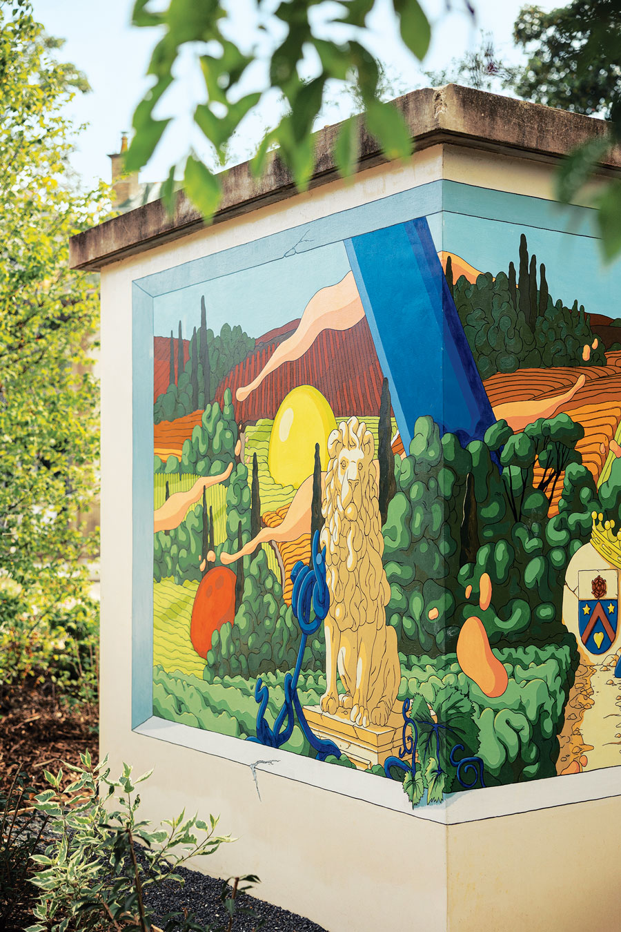 A fresco depicting the historic Ruinart family vineyard in Sillery by French artist and illustrator Ugo Gattoni.