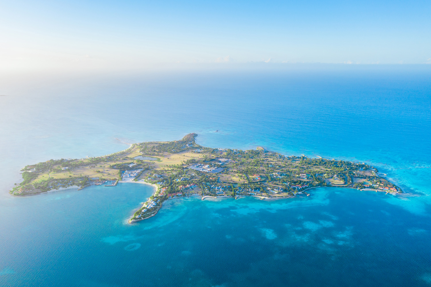 Aerial view of Jumby Bay Island.