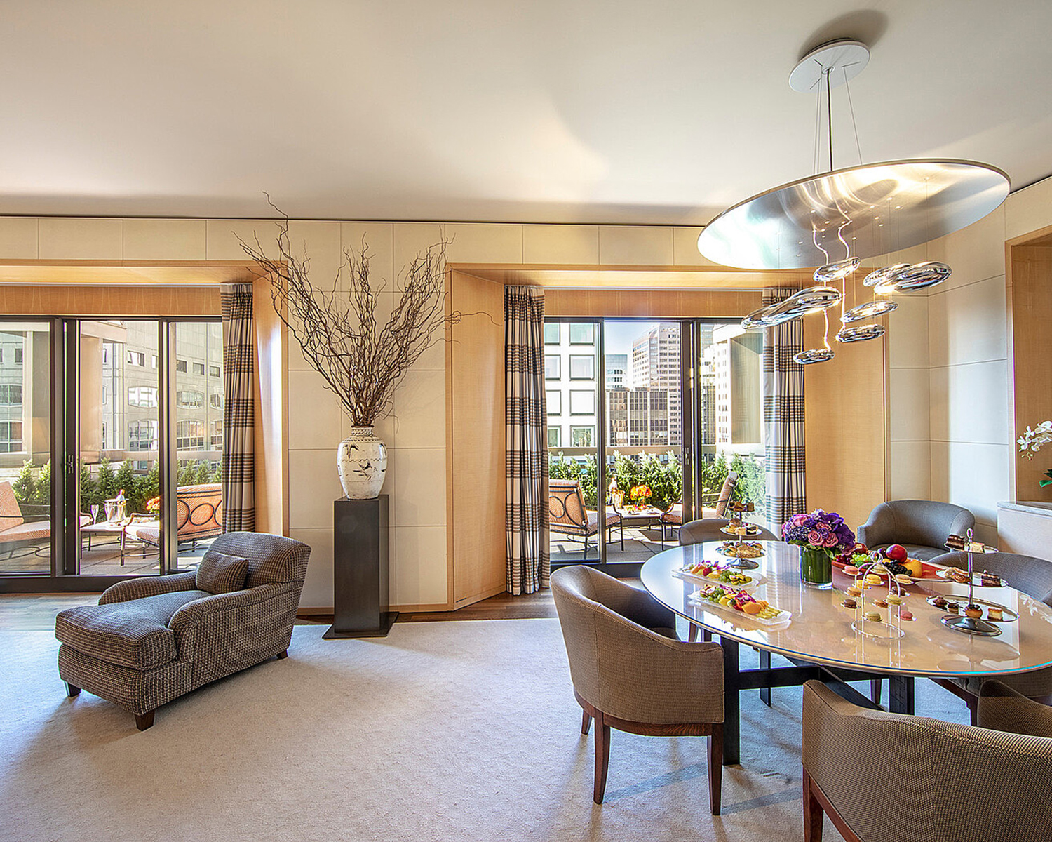 Interior of one of the renovated suites at the Four Seasons Hotel New York.