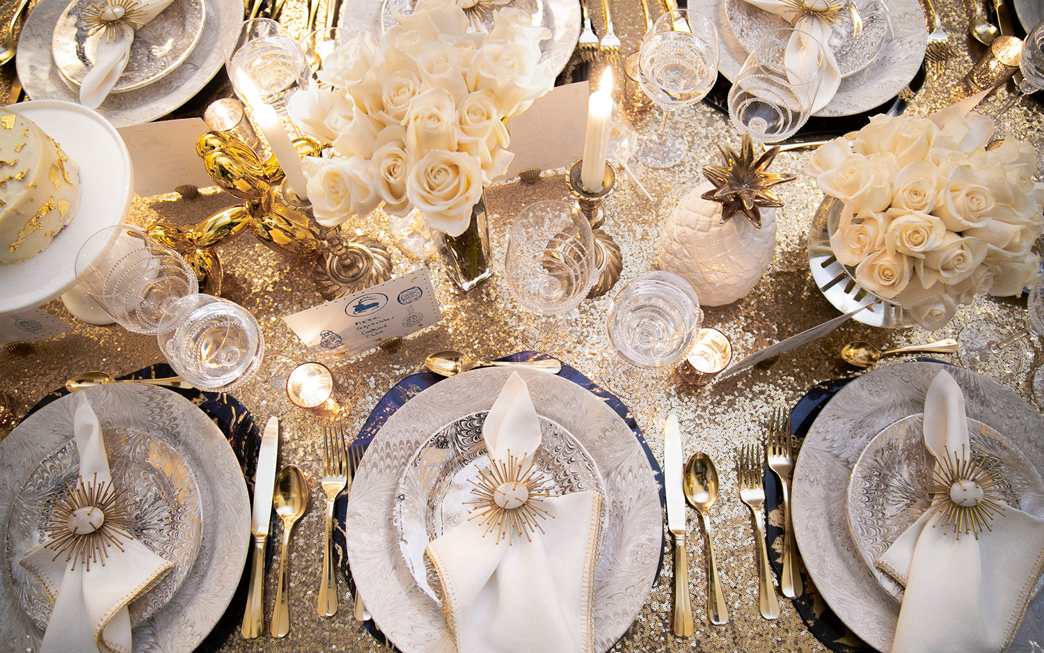 Gilded Feast: Gingertinis, caviar and a gold-flecked carrot cake make for a celebratory holiday feast.