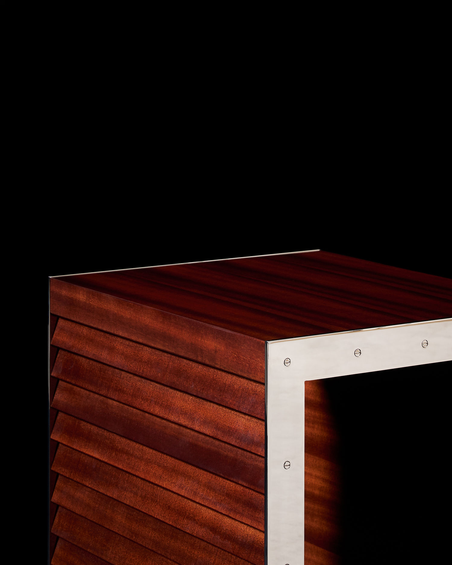 A detail shot of wooden furniture.