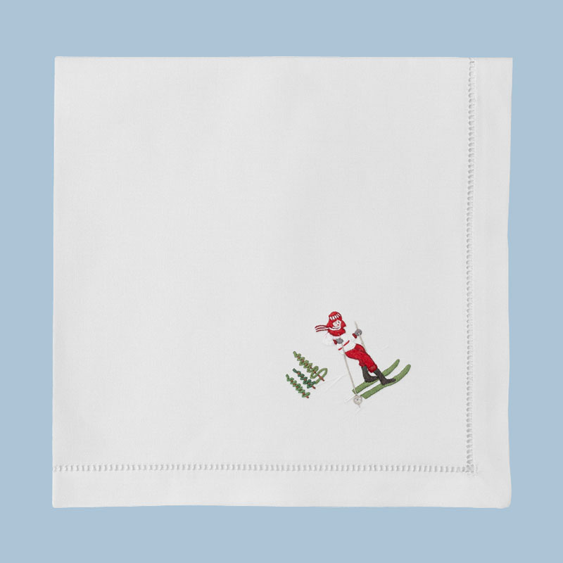 Skiers Mixed Dinner Napkin by Henry Handwork.