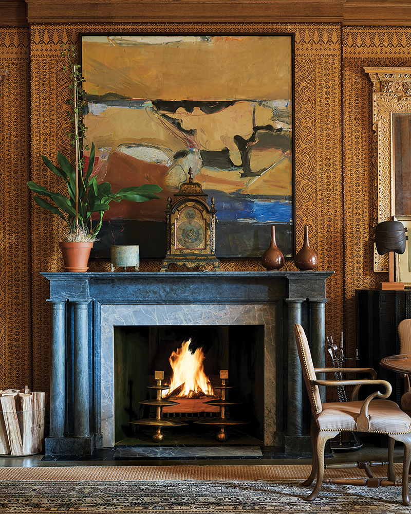 For a residence on Park Avenue in New York, designer Michael S. Smith topped a traditional fireplace with a painting by Richard Diebenkorn.