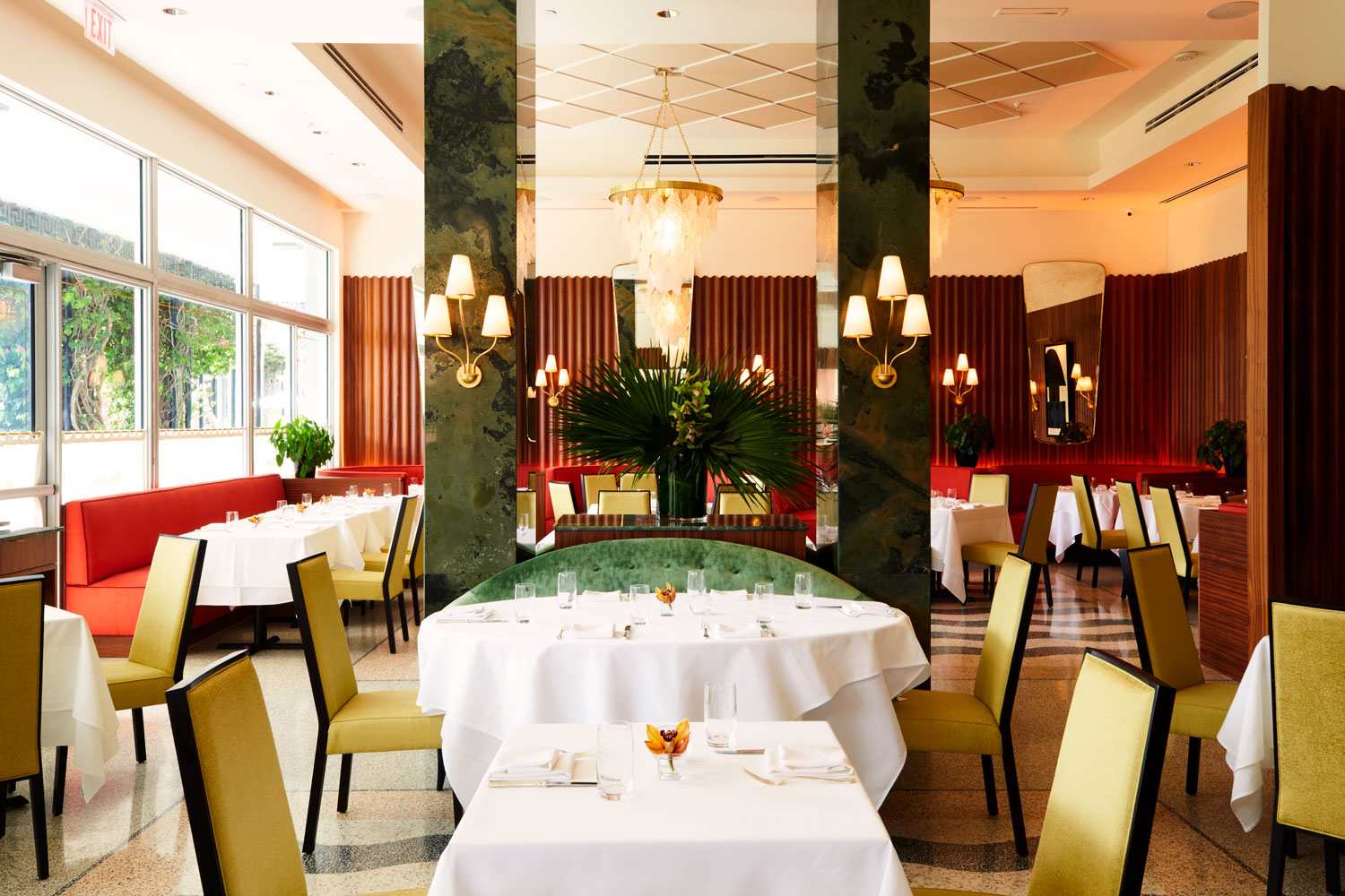 A view of the dining room of Sant Ambroeus in Palm Beach.