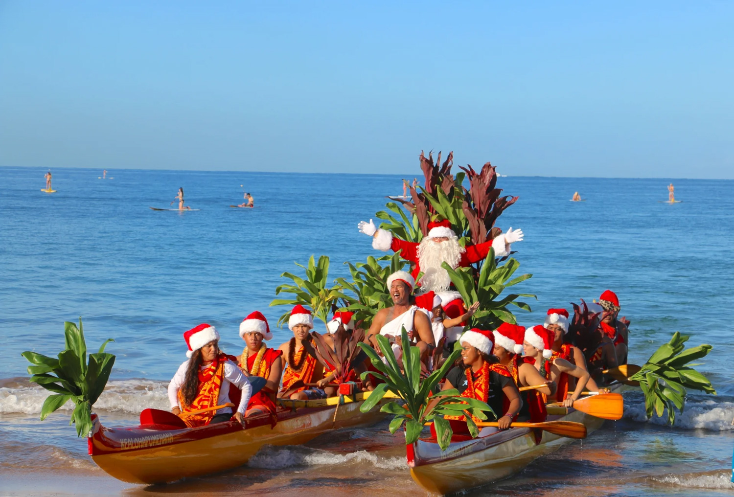 Santa's arrival at Grand Wailea.