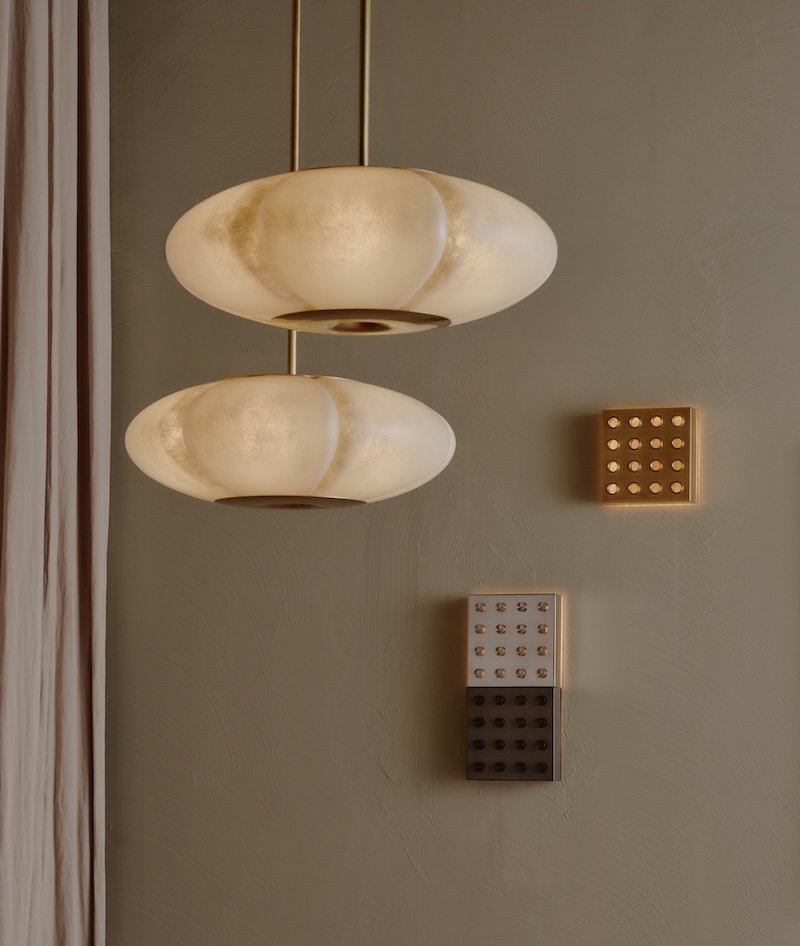 Fleur pendants and Lucky sconces.