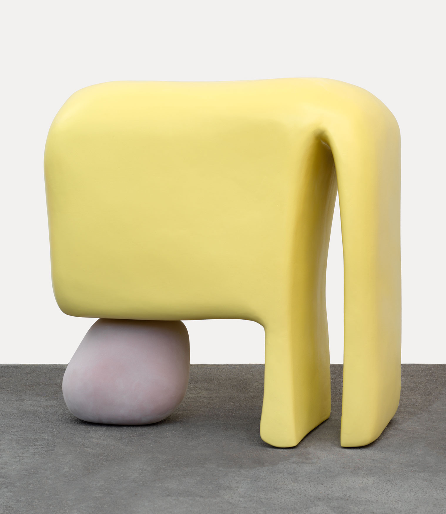 Yellow sculpture by Nairy Baghramian.