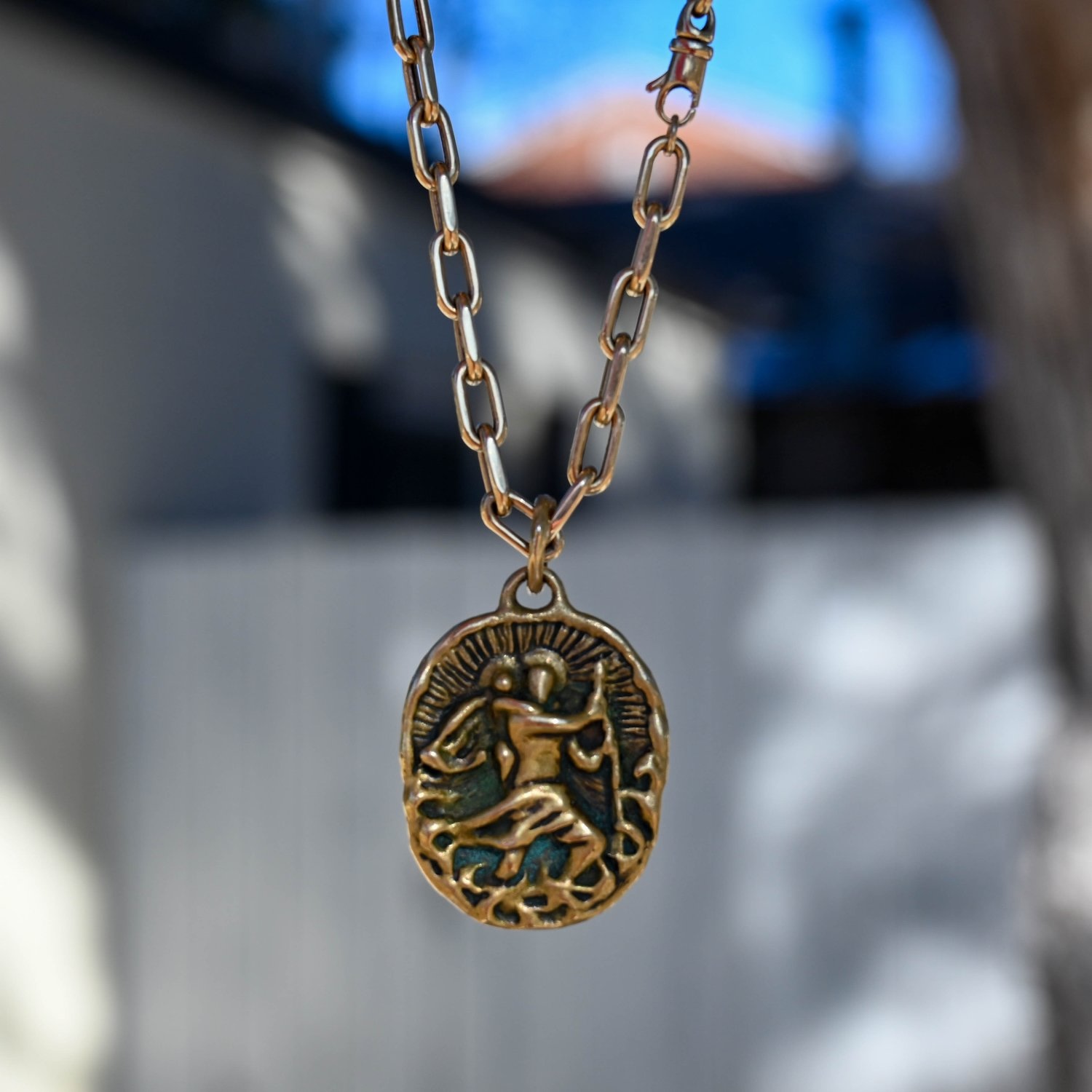 Bronze St. Christopher Medal by Lisa Eisner Jewelry.