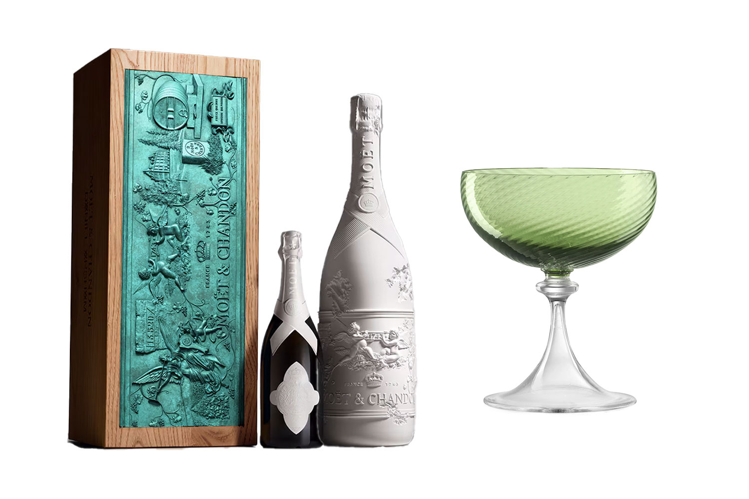 2. 3/62 Champagne Cup by Nason Moretti from 2 Modern paired with Collection Impériale Création No. 1 Limited Edition Bottle by Daniel Arsham for Moët & Chandon.